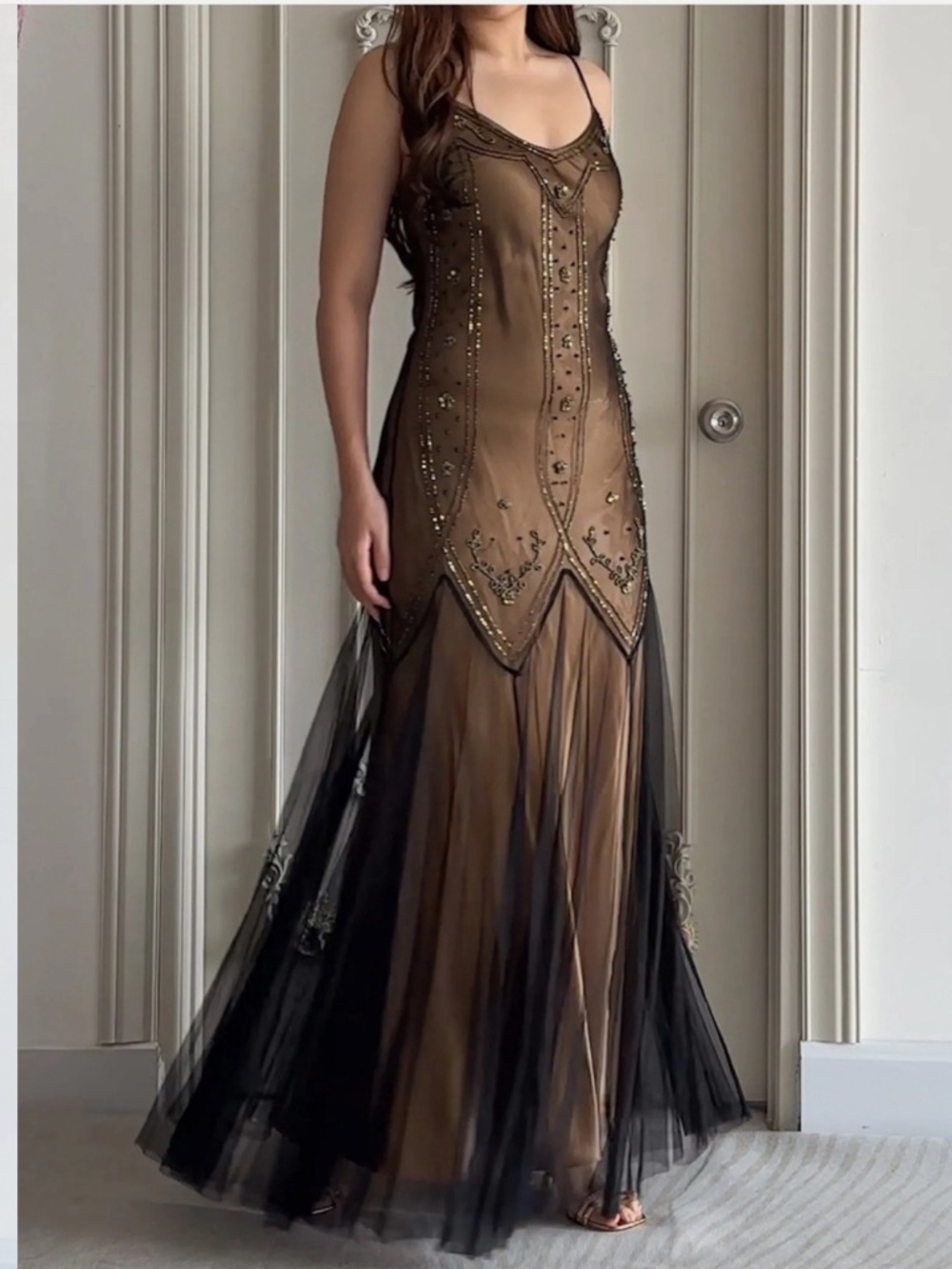 Beaded Mesh Dress. Large. Formal.